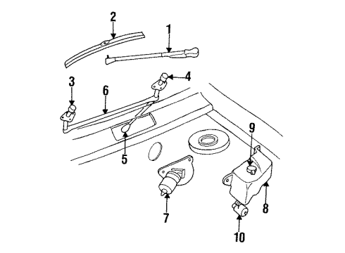 1991 Chrysler Town & Country Wiper Pivot Diagram for 5017773AA