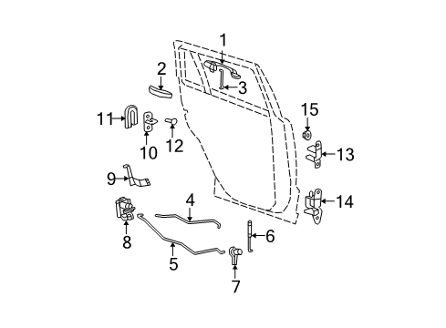 2007 Dodge Caliber Latch Rods, Rear Passenger Side Diagram for 5160326AB
