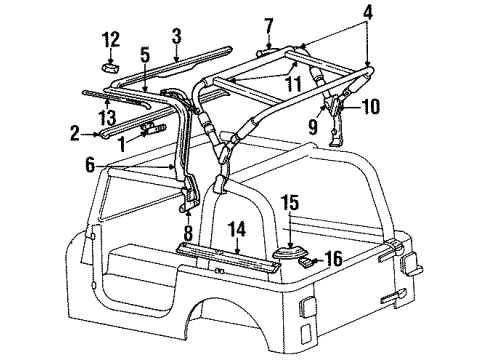 1994 Jeep Wrangler Support Bracket, Passenger Side Diagram for 83505014