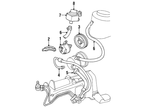 1996 Dodge Grand Caravan Power Steering Pump Bracket Diagram for 4612444