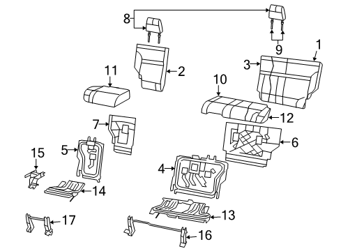 2009 Dodge Nitro Headrest, Slate Gray, Rear Diagram for 1FY511DVAA