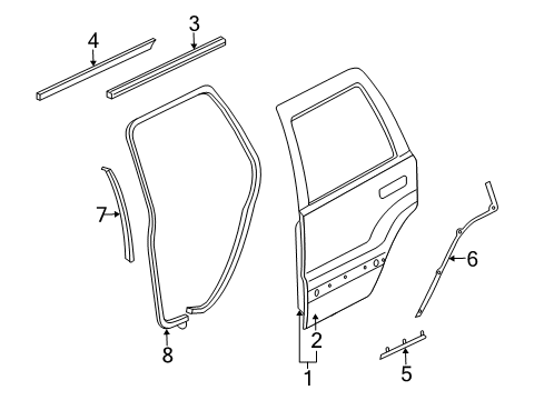 2002 Jeep Liberty Belt Weatherstrip, Rear Outer Passenger Side Diagram for 55235872AC