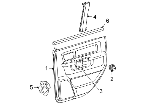 2012 Ram 1500 Door Trim Panel, Gray, Rear Inner Passenger Side Diagram for 1EB441D3AG