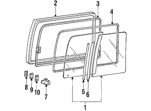 1989 Dodge Raider Glass & Hardware - Quarter Panel Diagram