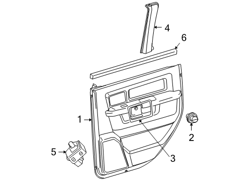 2011 Ram 1500 Door Trim Panel, Beige, Rear Inner Driver Side Diagram for 1EA511TVAD