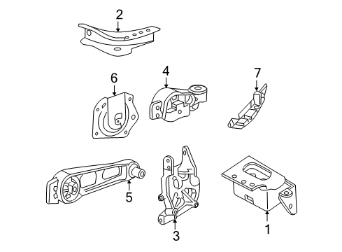 2009 Chrysler PT Cruiser Engine & Trans Mounting Diagram