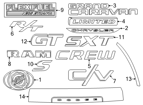 2019 Dodge Grand Caravan Exterior Trim - Lift Gate Diagram