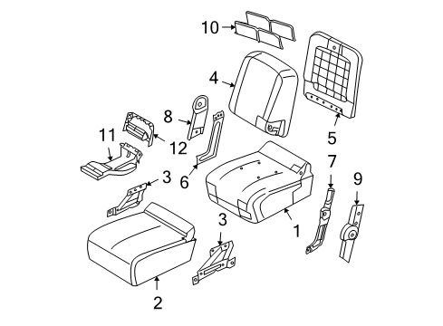 2010 Dodge Ram 1500 Seat Cushion Pad, Front Center Diagram for 1QA31BD3AA