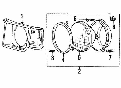 1988 Dodge Raider Sealed Beam Grommet Diagram for MS480002