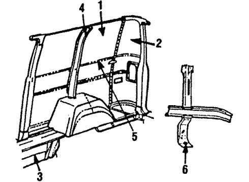 1989 Dodge B150 Side Panel, Passenger Side Diagram for 55346358AB