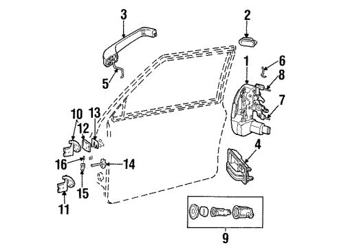 2000 Jeep Cherokee Lock Rod Diagram for 55076273AC