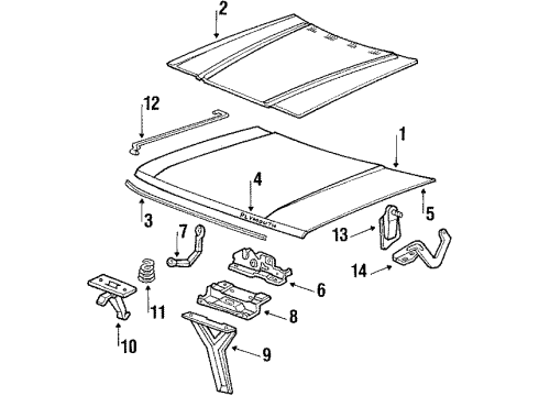 1984 Dodge Charger Hood & Components Diagram