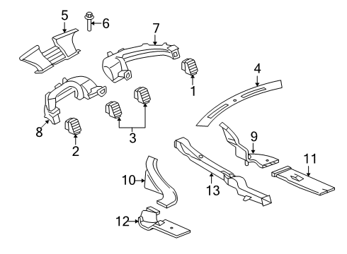 2005 Chrysler 300 Floor Duct, Front Lower Driver Side Diagram for 4596505AB