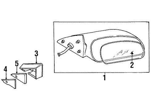 1996 Chrysler Sebring Mirror Assembly, Passenger Side Diagram for MB882396