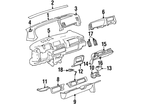 1996 Jeep Grand Cherokee Cluster Bezel Diagram for 55115119