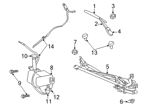 2004 Dodge Stratus Wiper Arm, Passenger Side Diagram for 5101868AA