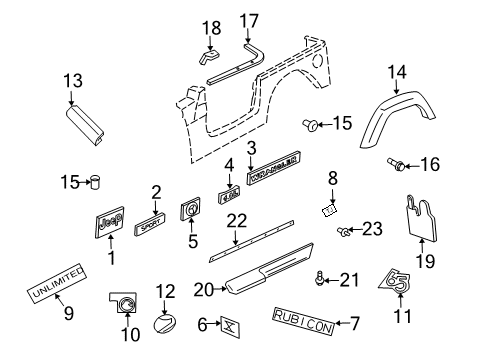 2006 Jeep Wrangler Retainer Bracket Diagram for 55177256AB