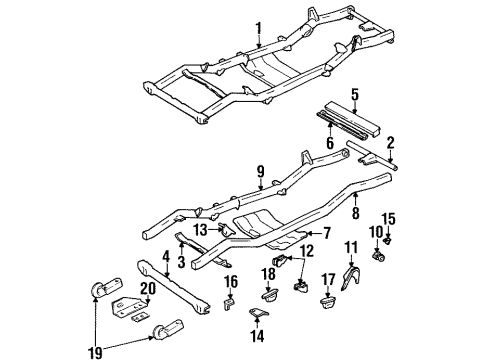 1993 Jeep Wrangler Frame Assembly Bolt Diagram for J4007570