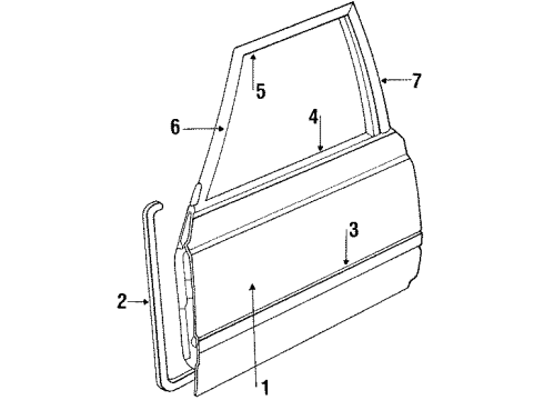 1986 Dodge 600 Exterior Trim - Door Diagram