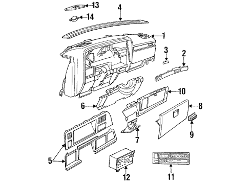 1989 Chrysler New Yorker Instrument Panel Bezel Diagram for 4460302