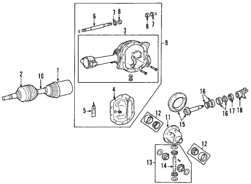 2003 Jeep Liberty Axle Shaft Assembly, Front Driver Side Diagram for 52111779AB