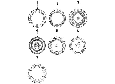 1986 Dodge B250 Wheel Covers & Trim Diagram