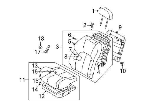 2003 Chrysler Sebring Cushion Assembly, Black, Front Driver Side Diagram for MR958981XA