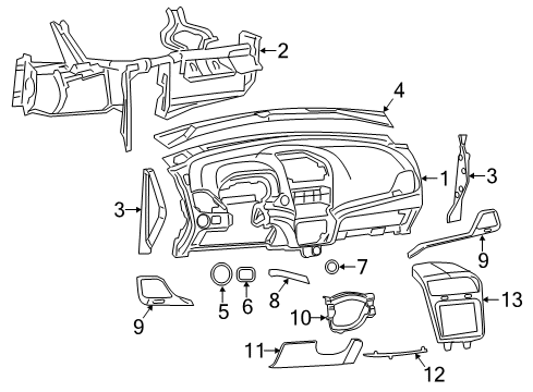2013 Dodge Journey Side Panel, Driver Side Diagram for 1RQ87DX9AB