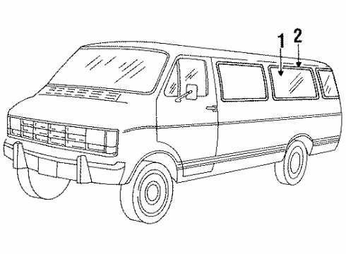 1992 Dodge B250 Glass - Side Panel Diagram 3 - Thumbnail
