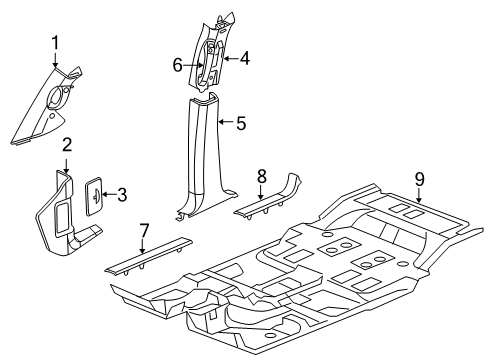 2009 Chrysler Aspen Carpet Diagram for 1FX42ZJ8AB