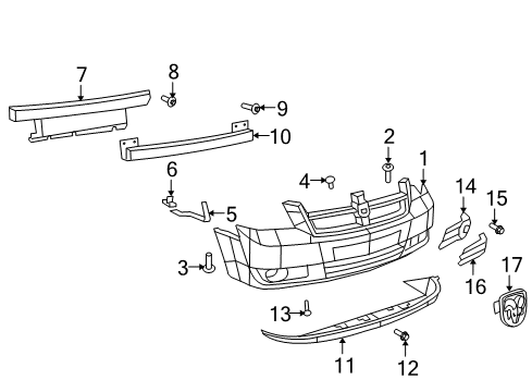 2008 Dodge Grand Caravan Fog Lamp Bezel, Front Passenger Side Diagram for 5113232AA