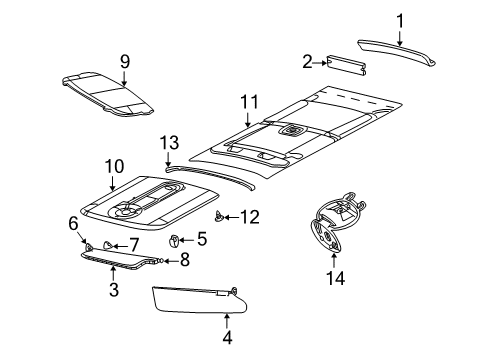 1999 Dodge Ram 1500 Van Sunvisor, Gray, Driver Side Diagram for 5FA991C3AB