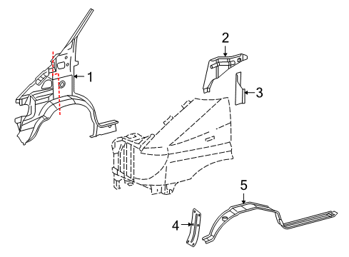 2006 Dodge Sprinter 2500 Inner Wheelhouse, Front Driver Side Diagram for 5104199AA