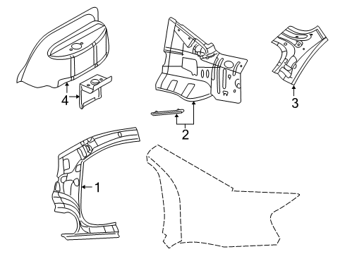 2006 Chrysler Sebring Upper Extension, Rear Inner Passenger Side Diagram for 4814844AD