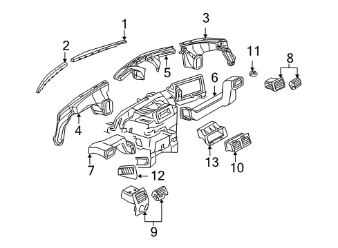 2004 Chrysler Crossfire Vent Grille, Red, Outer Driver Side Diagram for YA49ARKAA