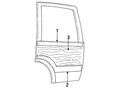 1993 Jeep Grand Cherokee Exterior Trim - Rear Door Diagram 3 - Thumbnail