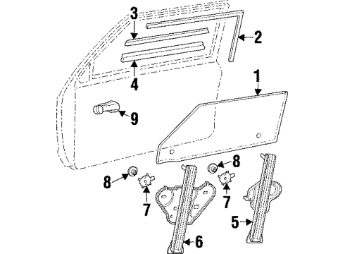 1997 Jeep Cherokee Window Regulator, Front Diagram for 55155012AJ