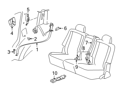 2009 Dodge Durango Outer Buckle, Slate Gray, Rear Center Inner Driver Side Diagram for 5JF151D5AB