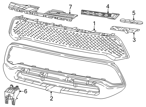 2019 Dodge Durango Grille, Front Upper Diagram for 68307807AA
