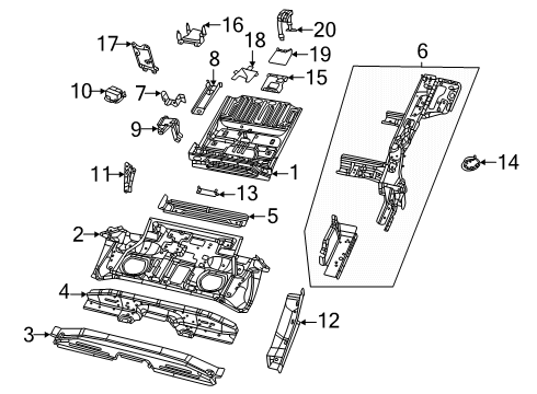 2024 Dodge Charger Daytona Rear Floor & Rails Diagram
