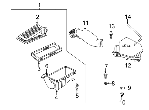 2000 Jeep Wrangler Air Cleaner Assembly, Front Diagram for 53013650AA