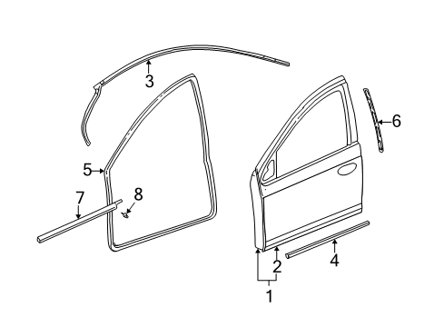 2000 Dodge Neon Weatherstrip, Front Center Passenger Side Diagram for 5008296AC