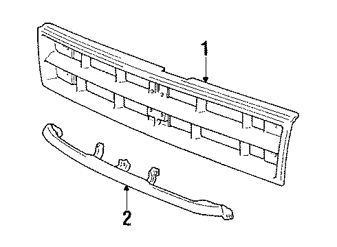 1989 Dodge Colt Grille Assembly, White Diagram for MB736758