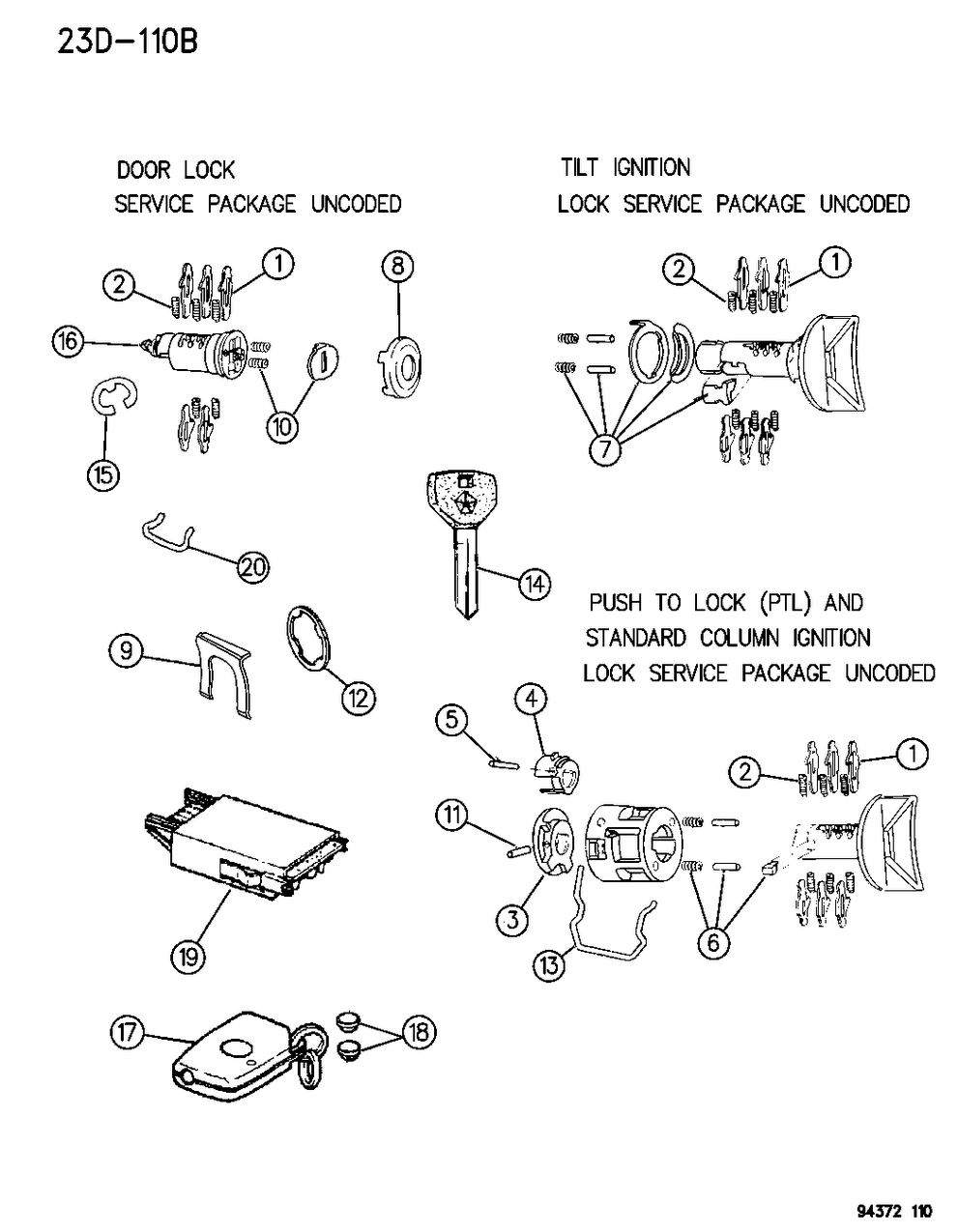 Mopar 4378787 Driver, Ignition Lock Cylinder, Spiral Pin, Driver Side