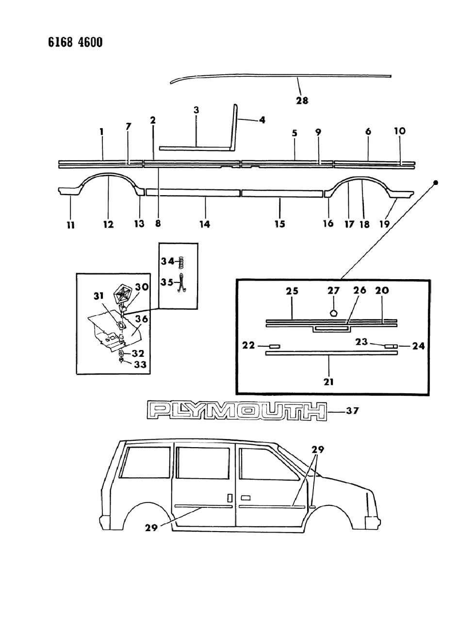 X346ET5 Mopar Moulding, Fender Rear, Charcoal, Right, Silver