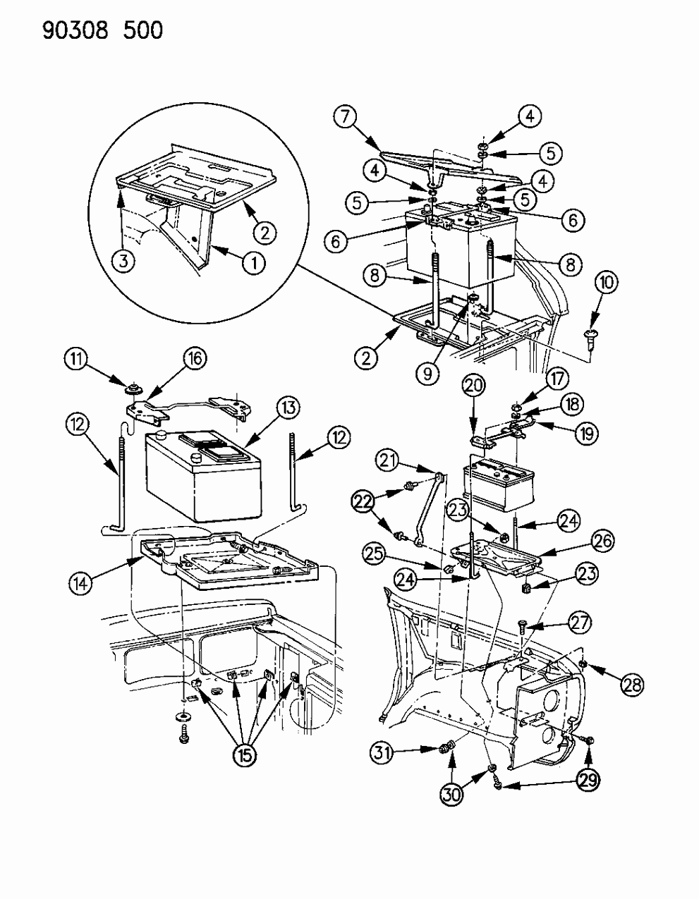 BA027600EX Mopar Tray, Battery 1990