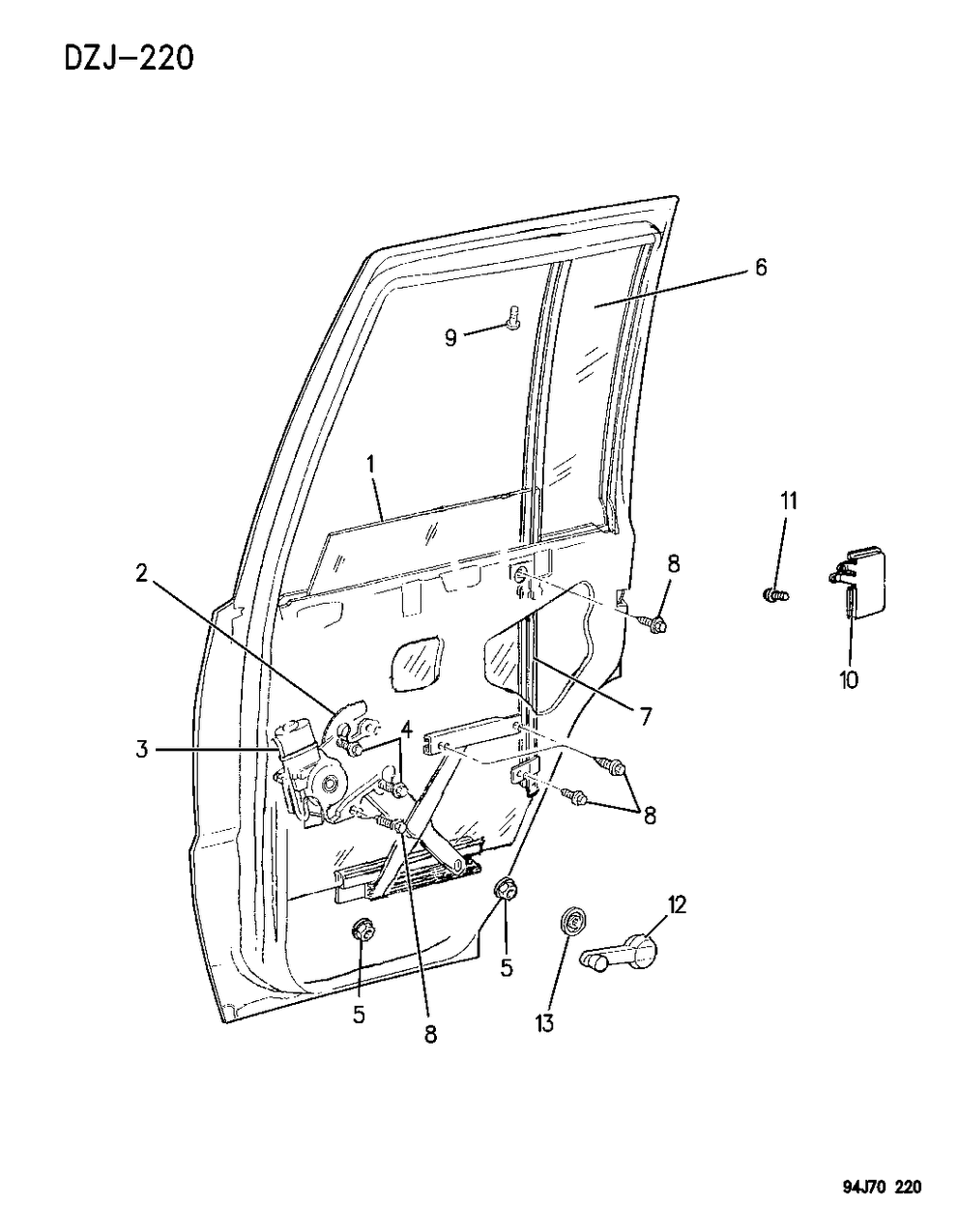 Mopar 55076285 Glass Rear Door