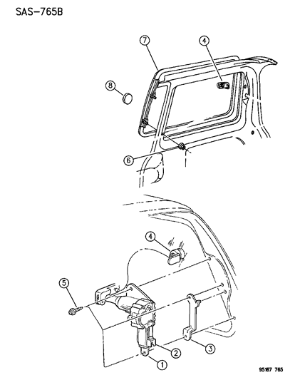 Handle And Actuator Assembly, Quarter Vent Window Diagram for 4864917