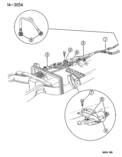 1990 Dodge Daytona Tube Bundle, Fuel Supply, Return And Vapor Diagram for 83507207