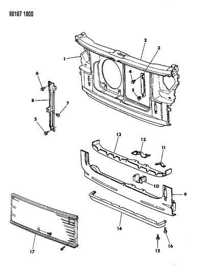 Grille, Radiator Diagram for 4515052